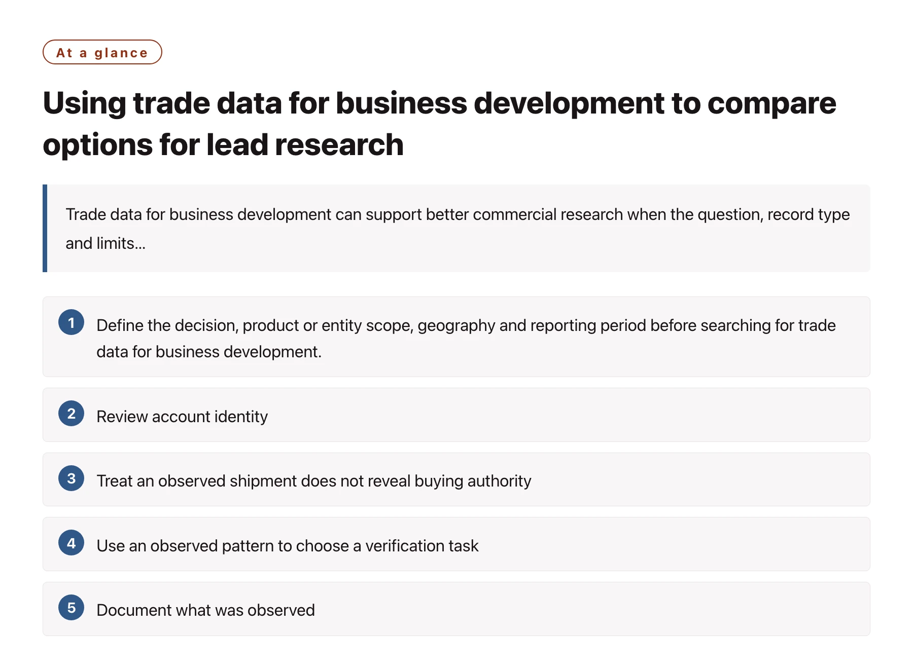 Using trade data for business development to compare options for lead research——全文要点速览